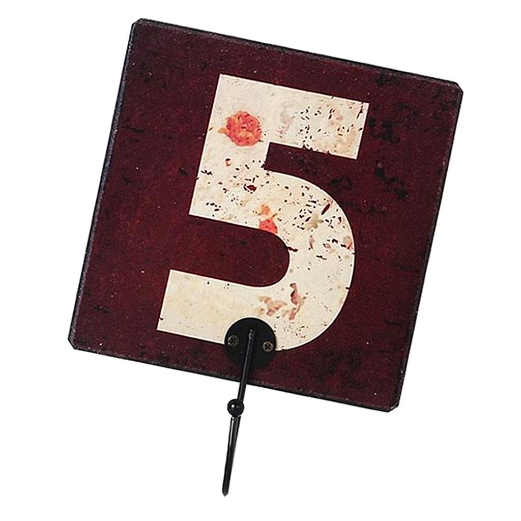 Wall Number Hooks Bathroom Door Hanger for Key Clothes Bag 15cm Number 5