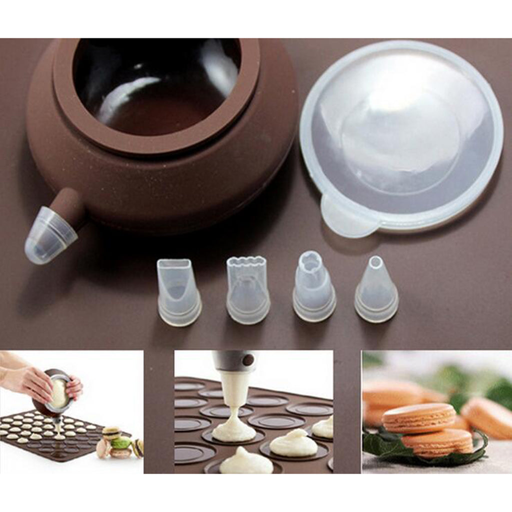 French Macaroon Baking Decorating Tips Cake Cookie Kit with 5 Nozzle Tips