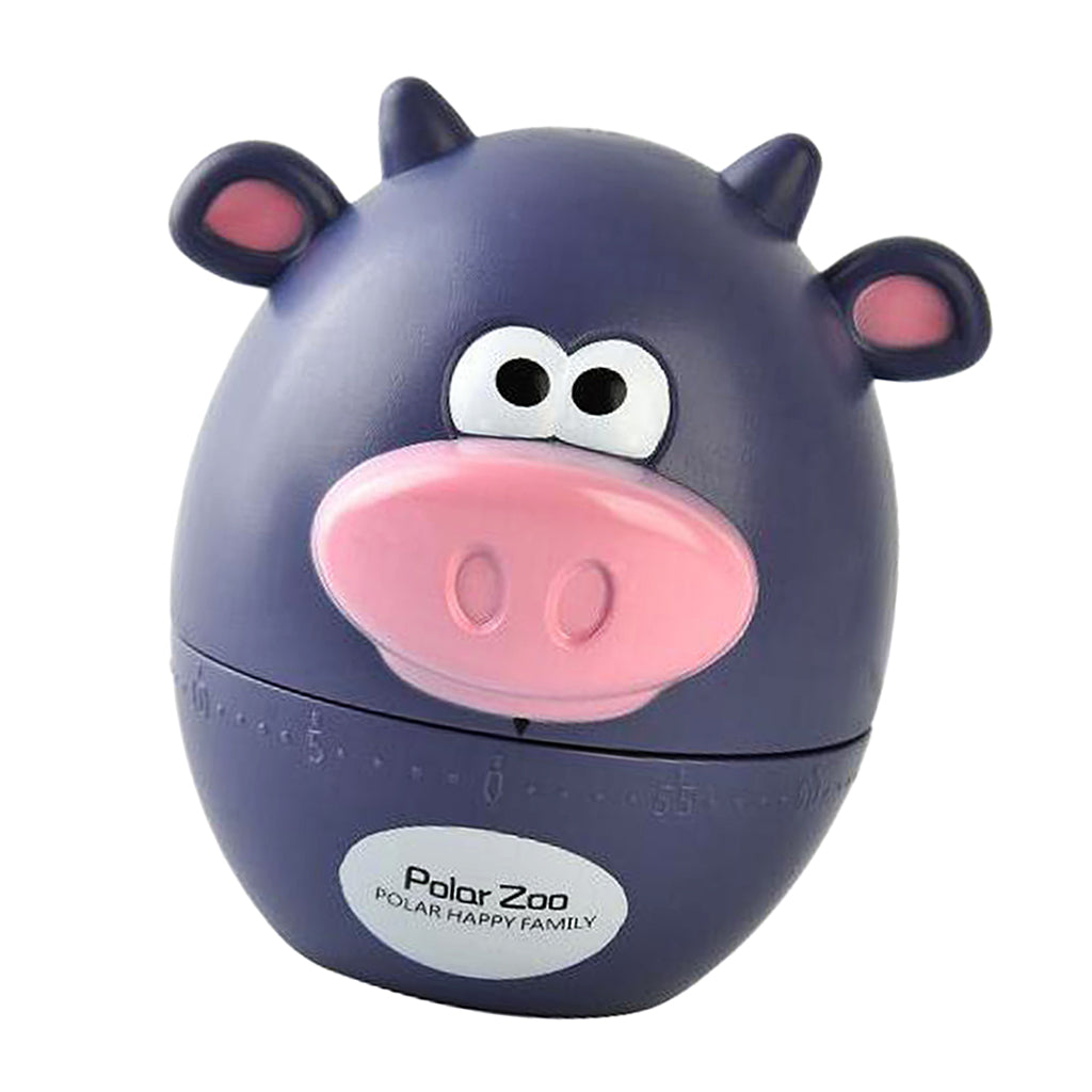Mechanical Kitchen Cooking Countdown Timer Baking Alarm Clock Purple Cow