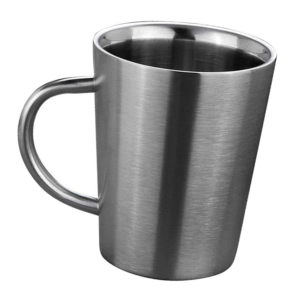 Stainless Steel Double Wall Insulated Mug Kids Tea Coffee Beer Cup Silver