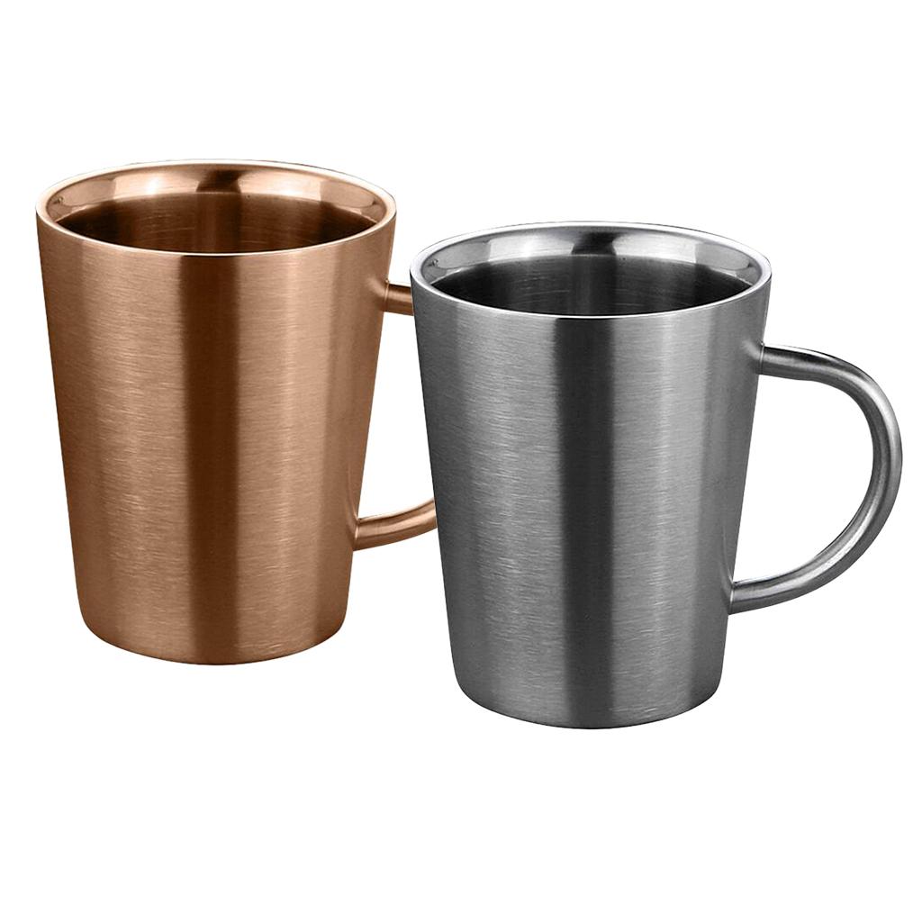 Stainless Steel Double Wall Insulated Mug Kids Tea Coffee Beer Cup Silver