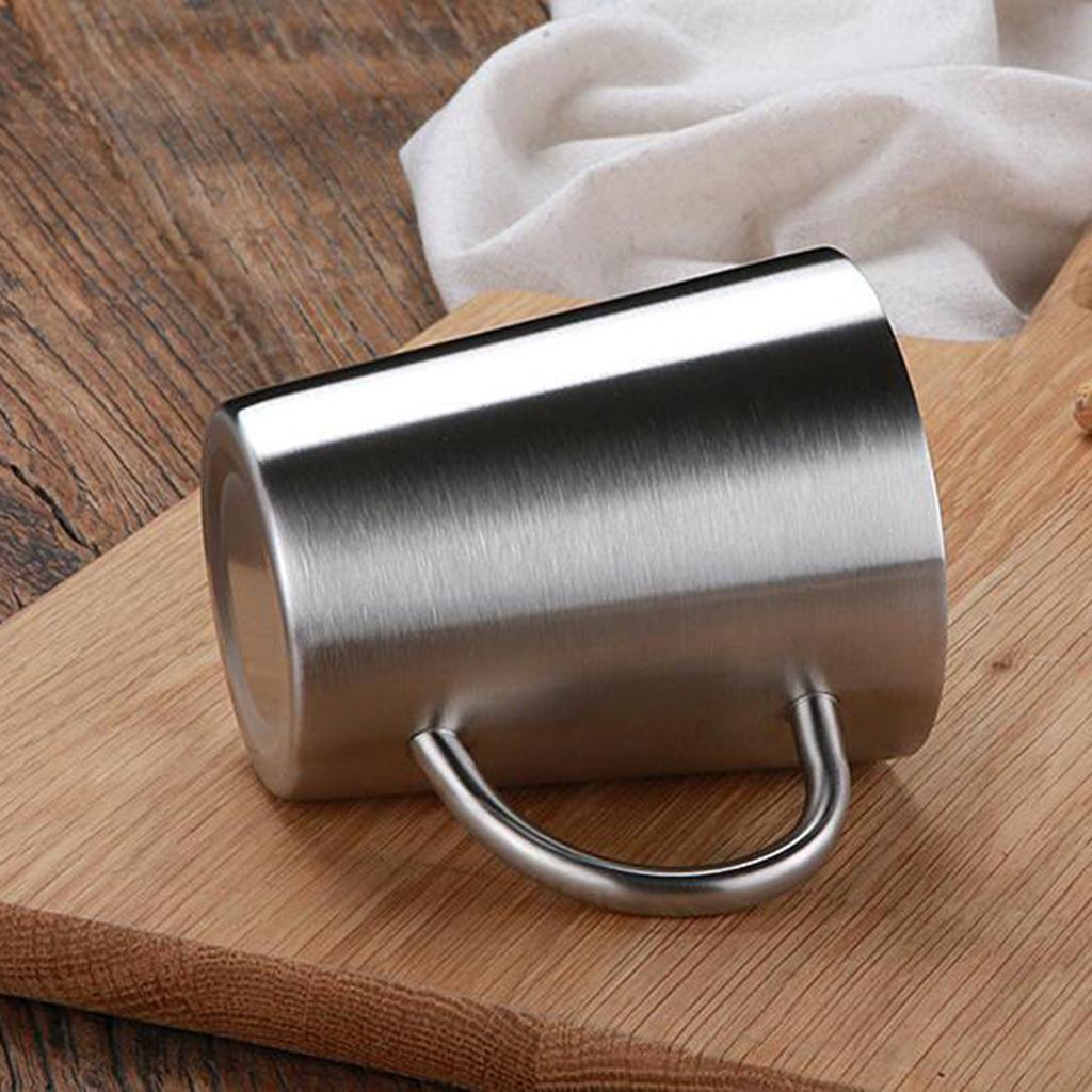 Stainless Steel Double Wall Insulated Mug Kids Tea Coffee Beer Cup Silver