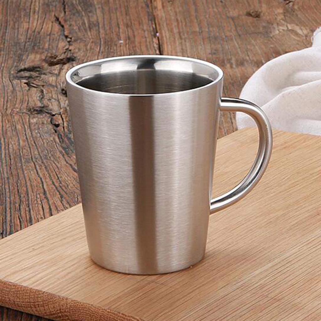 Stainless Steel Double Wall Insulated Mug Kids Tea Coffee Beer Cup Silver