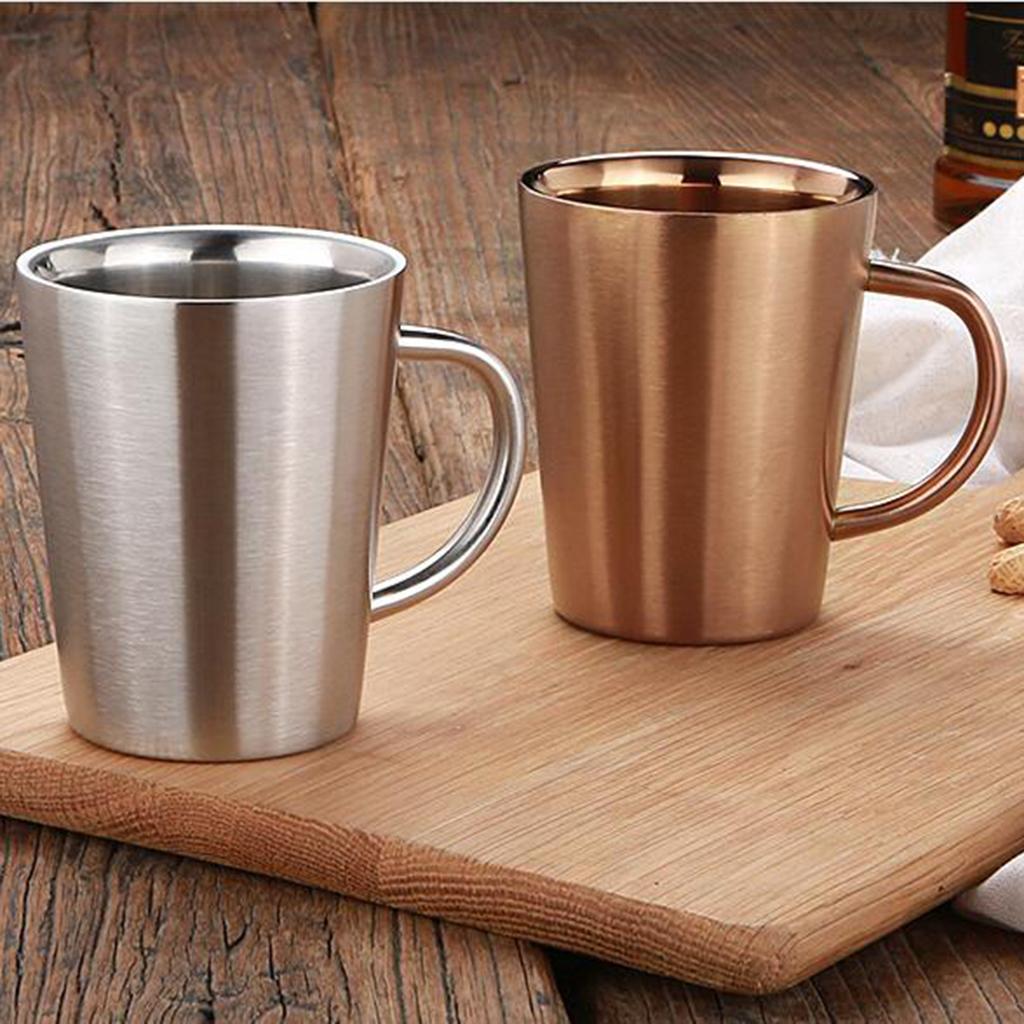 Stainless Steel Double Wall Insulated Mug Kids Tea Coffee Beer Cup Rose Gold
