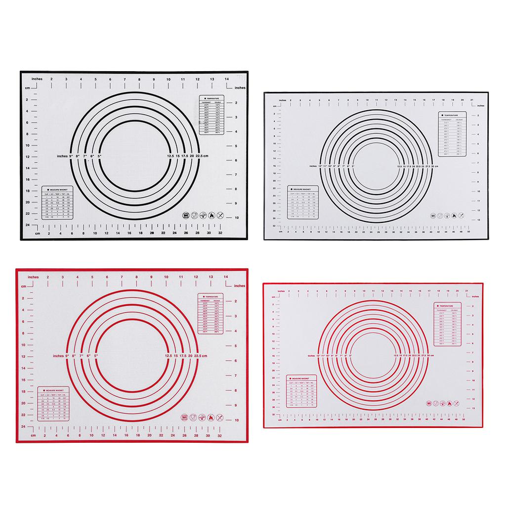Baking Mats Silicone Cake Dough Kneading Rolling Non-Stick Sheet 60x40 Red