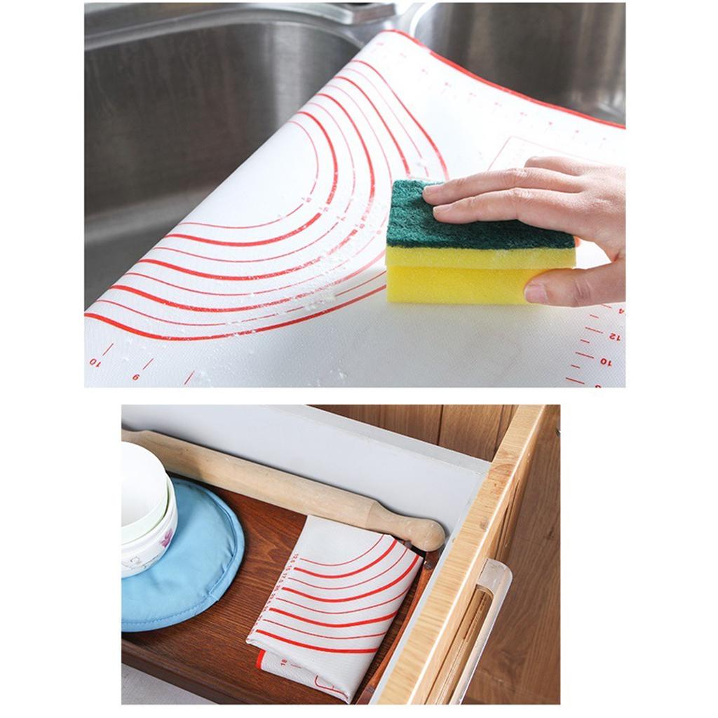 Baking Mats Silicone Cake Dough Kneading Rolling Non-Stick Sheet 60x40 Red