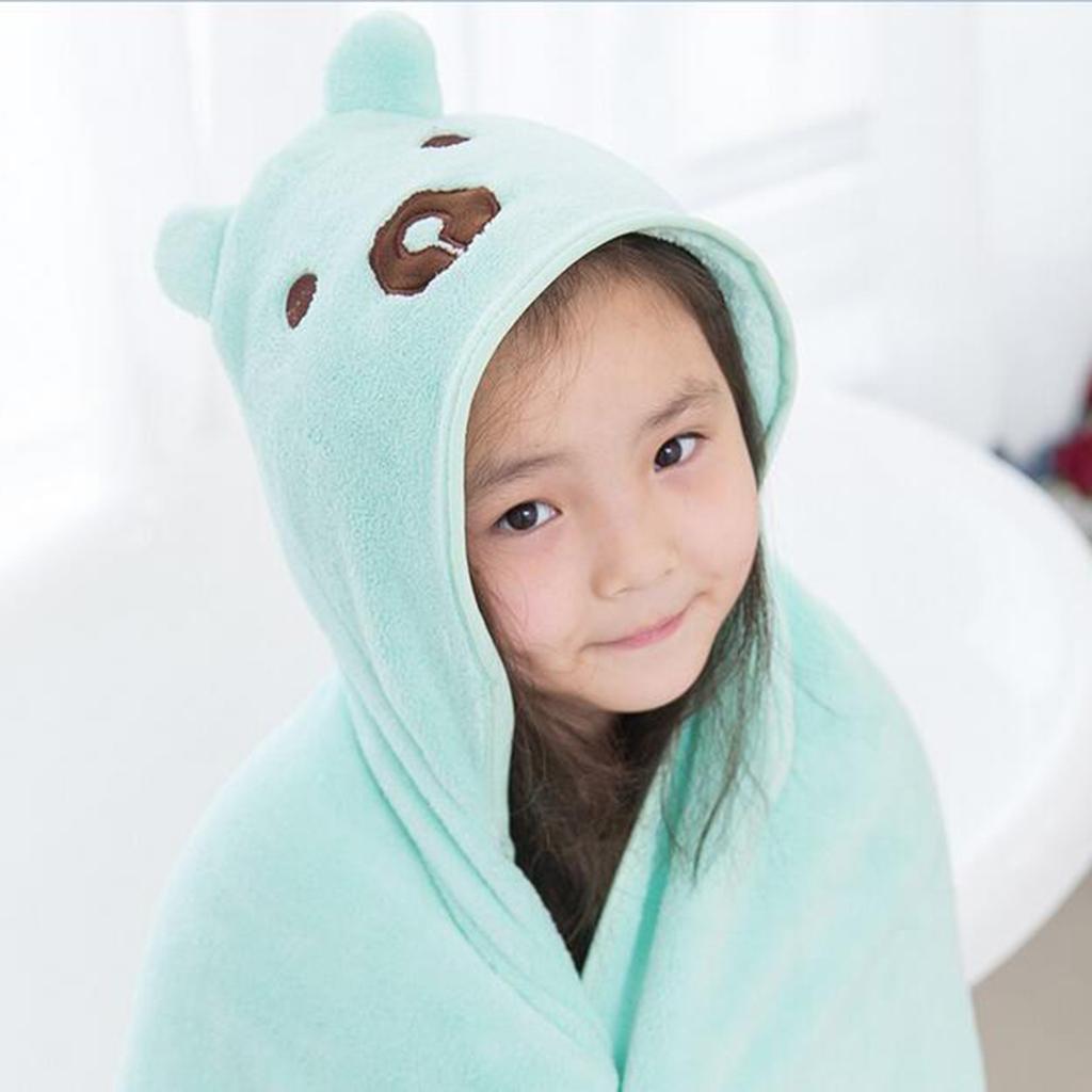 Cute Baby Kid's Hooded Bathrobe Toddler Boy Girls Bath Towel Bear Green