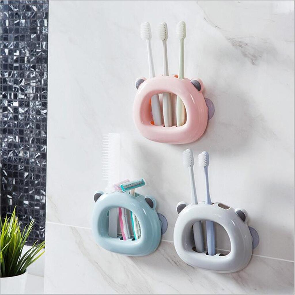 Bathroom Cute Toothbrush Wall Mount Holder Sucker Suction Organizer Blue