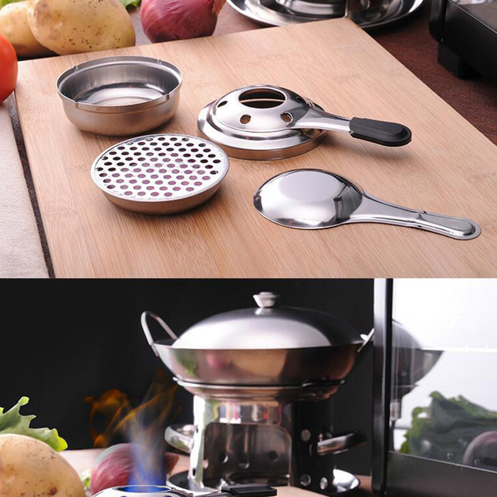 Portable Mini Stainless Steel Alcohol Stove Outdoor Camping Windproof Burner