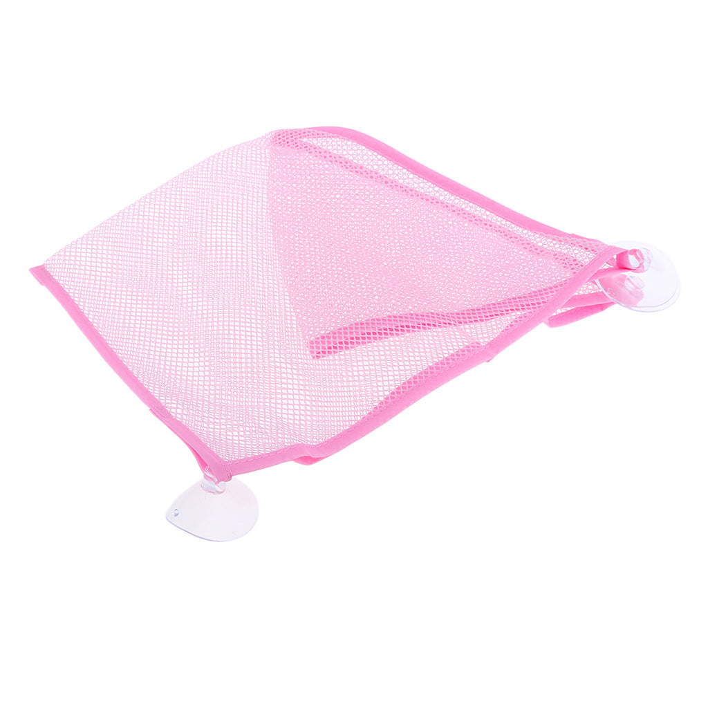 Baby Kids Bath Toys Storage Mesh Hanging Bag With Strong Sucker Pink