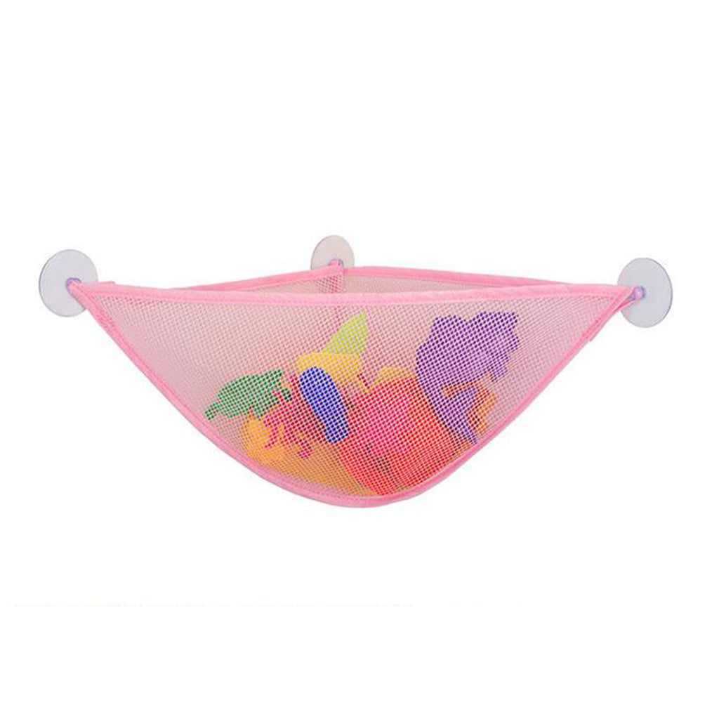 Baby Kids Bath Toys Storage Mesh Hanging Bag With Strong Sucker Pink