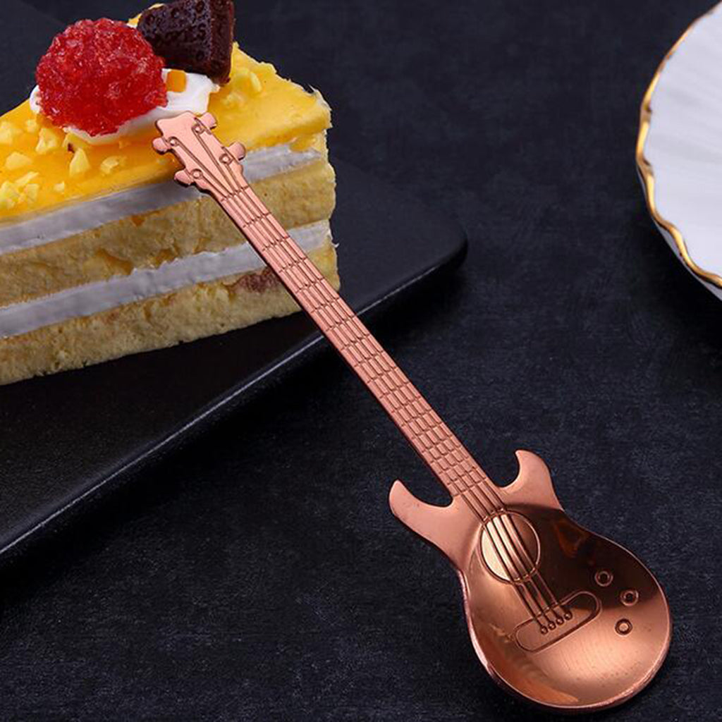 Stainless Steel Guitar Coffee Spoon Mixing Scoop Cocktail Stirring Pink