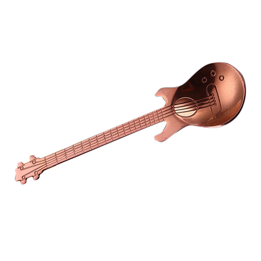 Stainless Steel Guitar Coffee Spoon Mixing Scoop Cocktail Stirring Pink