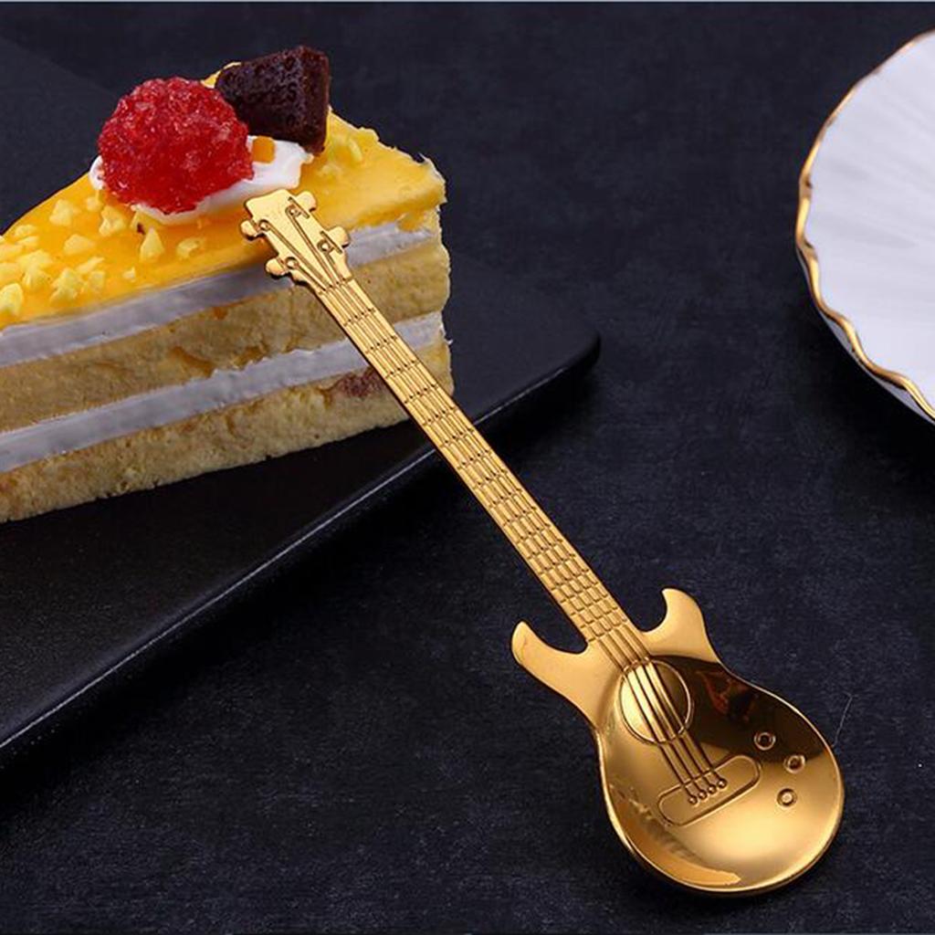 Stainless Steel Guitar Coffee Spoon Mixing Scoop Cocktail Stirring Gold