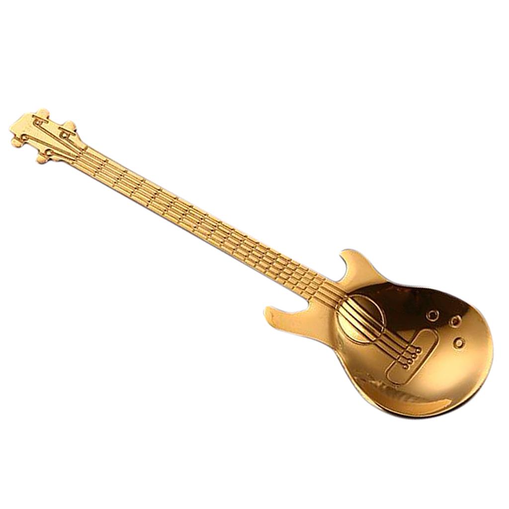 Stainless Steel Guitar Coffee Spoon Mixing Scoop Cocktail Stirring Gold