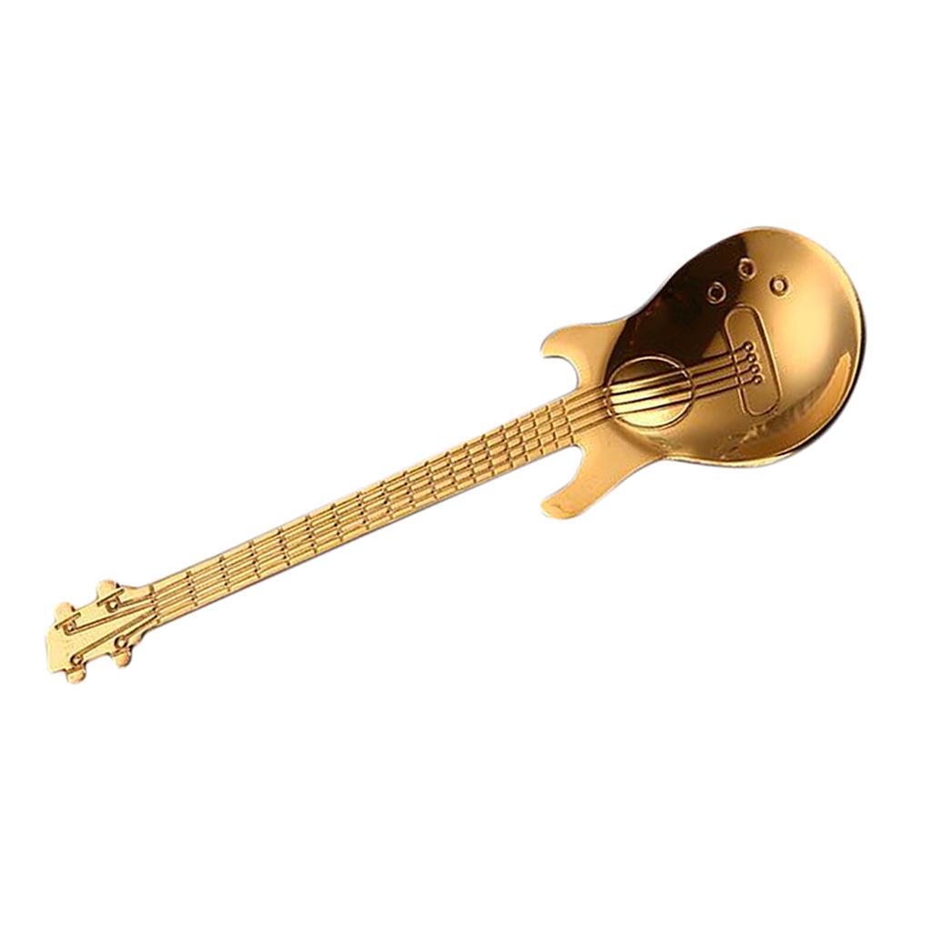 Stainless Steel Guitar Coffee Spoon Mixing Scoop Cocktail Stirring Gold