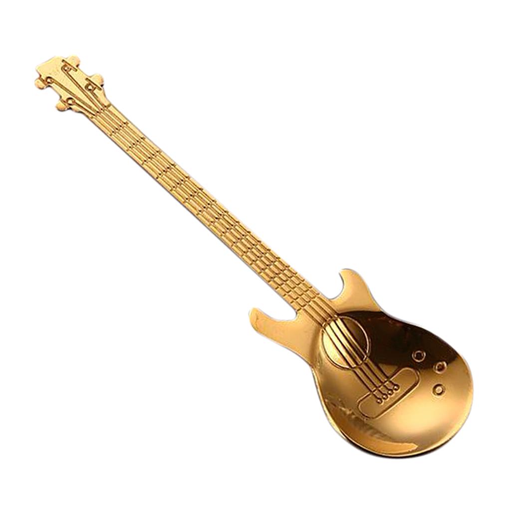 Stainless Steel Guitar Coffee Spoon Mixing Scoop Cocktail Stirring Gold