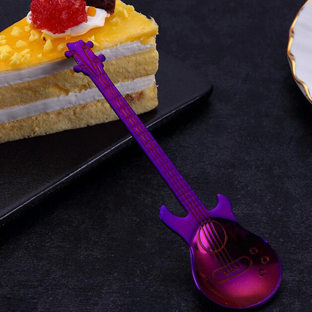 Stainless Steel Guitar Coffee Spoon Mixing Scoop Cocktail Stirring Purple