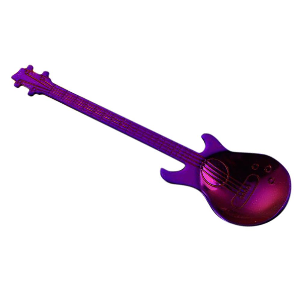 Stainless Steel Guitar Coffee Spoon Mixing Scoop Cocktail Stirring Purple