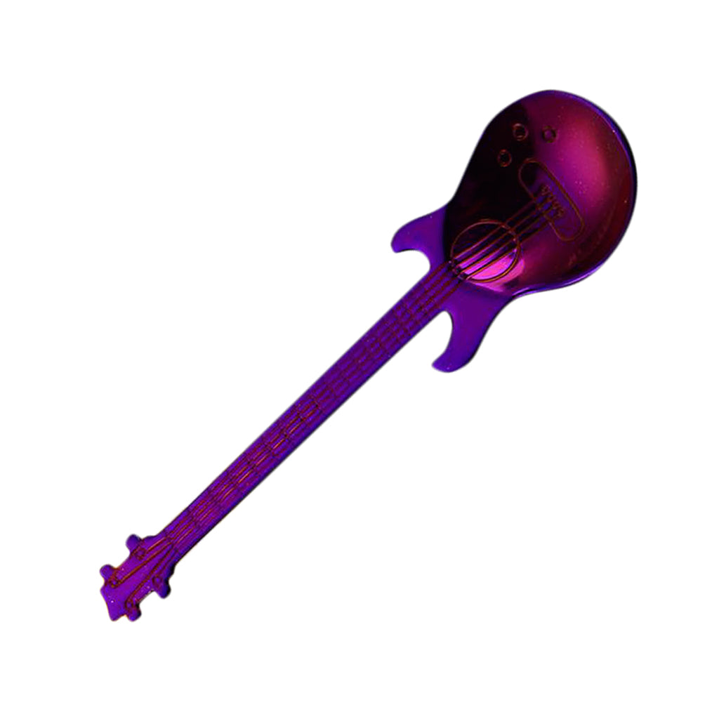 Stainless Steel Guitar Coffee Spoon Mixing Scoop Cocktail Stirring Purple