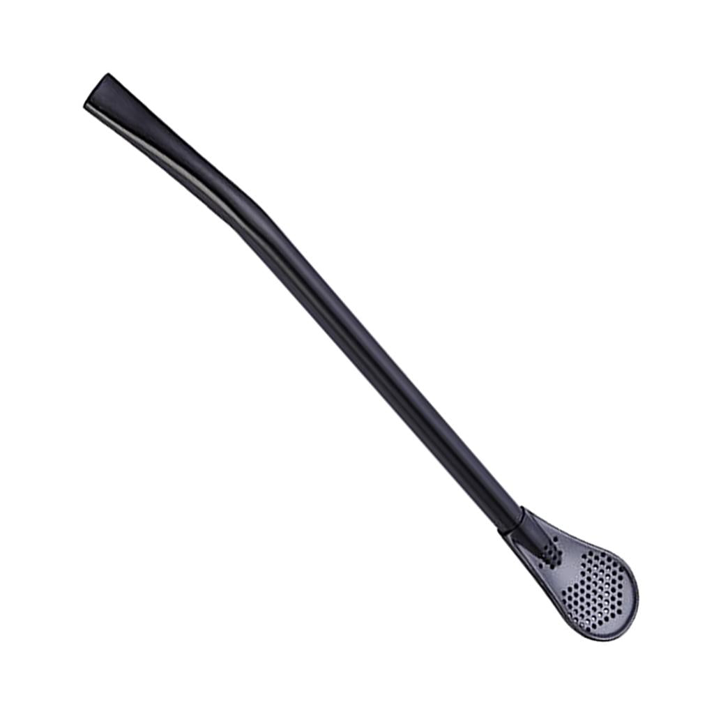 304 Stainless Steel Sucker Stirrer Coffee Drinking Spoon Teaspoon Black
