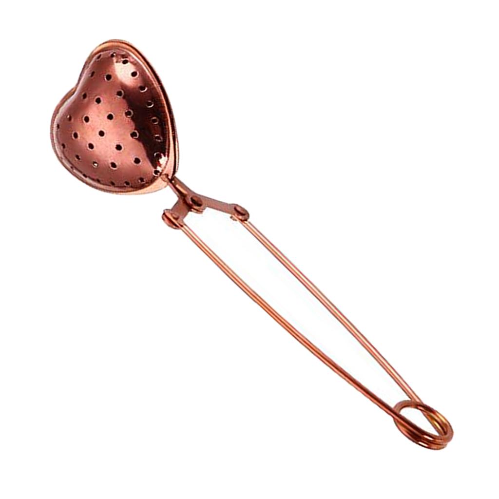 Tea Infuser Spice Filter Mesh Strainer Filter Stainless Heart Rose Gold