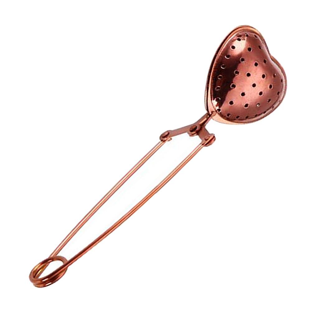 Tea Infuser Spice Filter Mesh Strainer Filter Stainless Heart Rose Gold