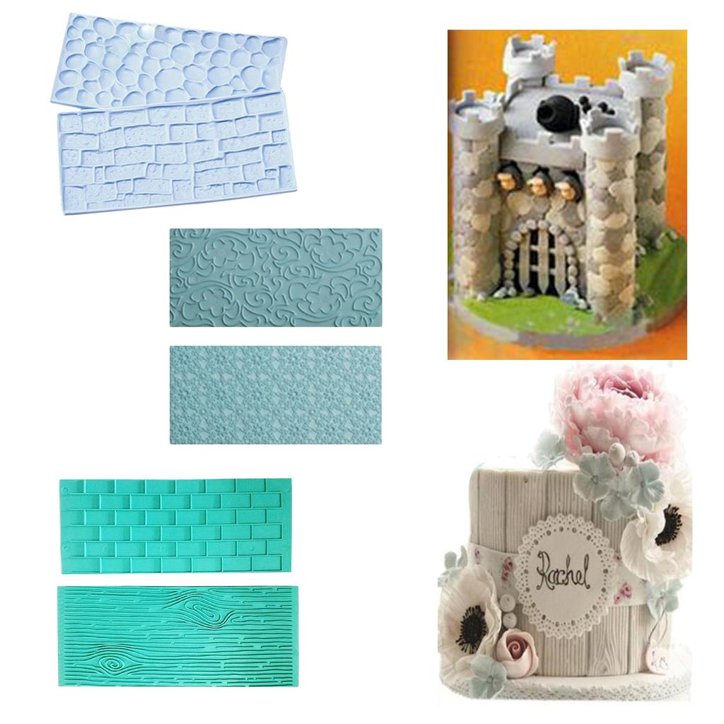 4x2x/Set Fondant Cake Mold Cutter Sugarcraft Tool Tree Bark And Wall