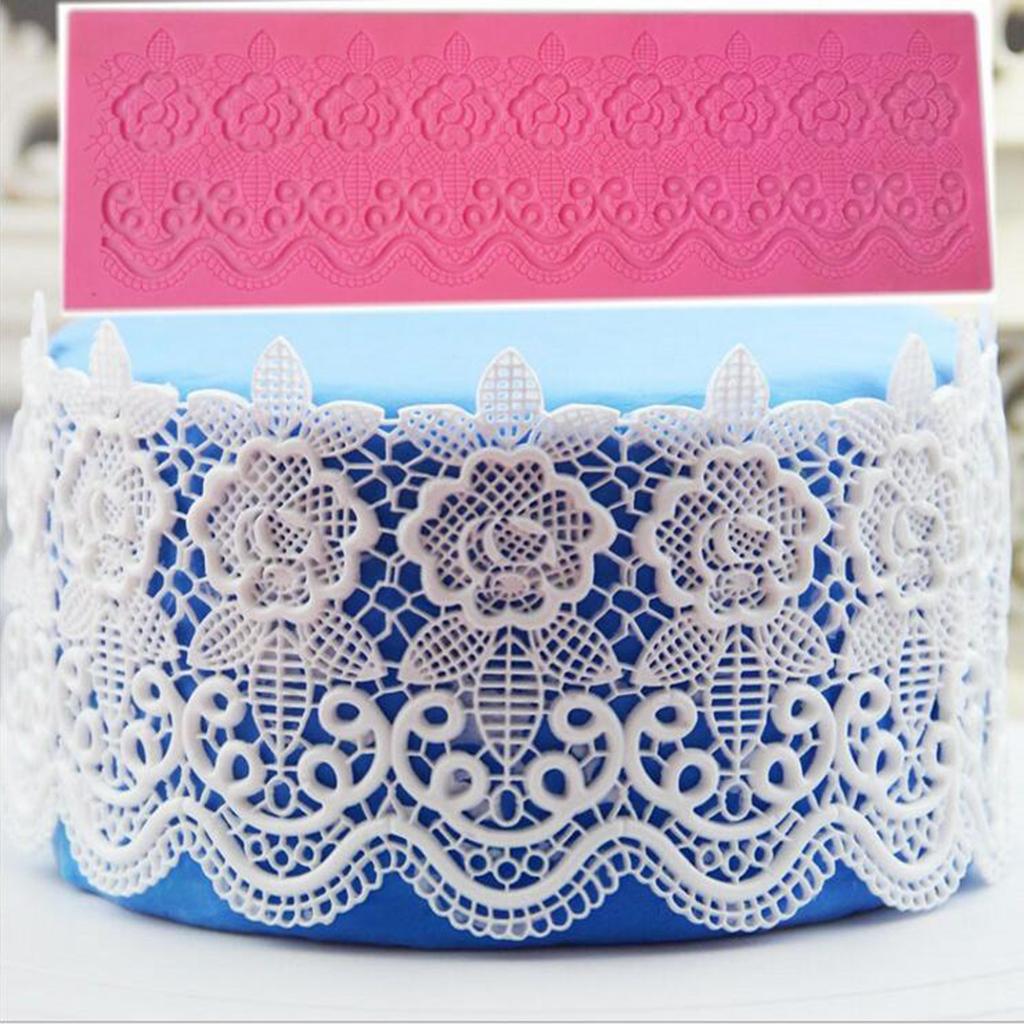 Pop Silicone Flower Lace Impression Mold Cake Decor Bake Emboss Pad Mold