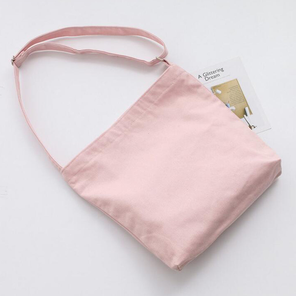 Portable cotton canvas Food Picnic One-shoulder Partysu Lunch Bag Pink