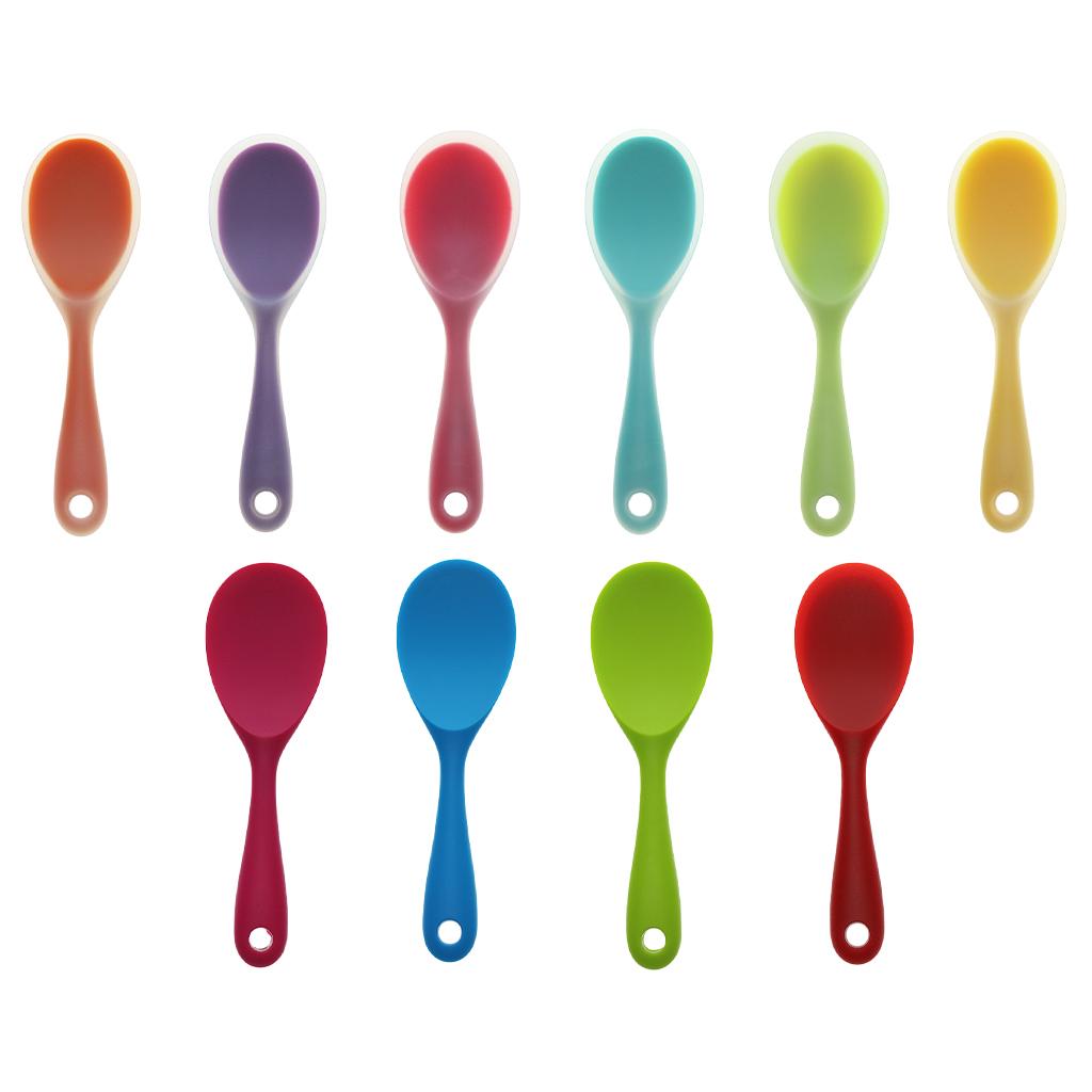 3xNon Stick Food Grade Silicone Rice Spoon Heat Resistant Scoop Salad  Green