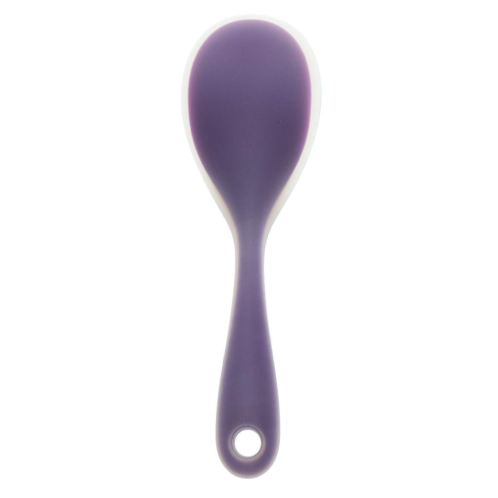 2xNon Stick Food Grade Silicone Rice Spoon Heat Resistant  Salad  Purple