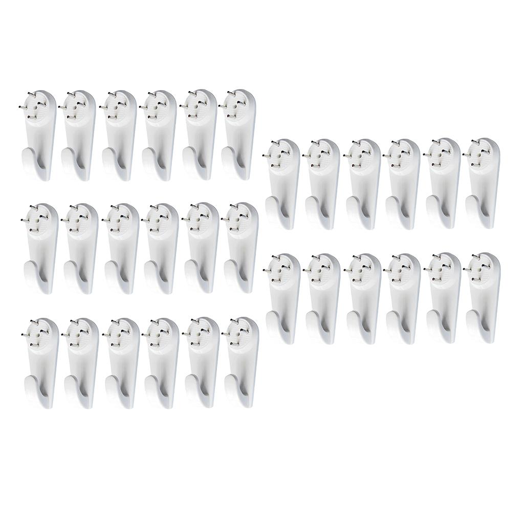 4x30 pieces Plastic Hard Wall Hooks Picture Frame Hanging Hooks & Nails Set