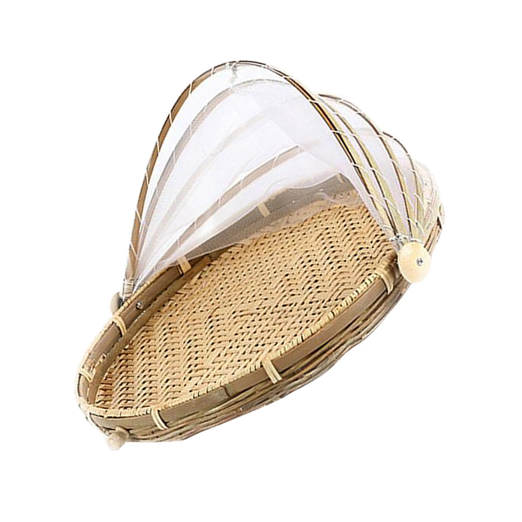 Bamboo Serving Food Tent Basket Hand Woven Fruit Baskets Storage Holes M