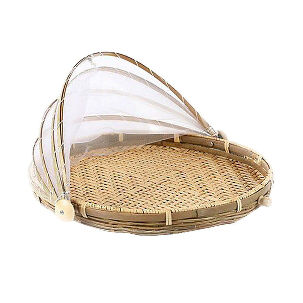 Bamboo Serving Food Tent Basket Hand Woven Fruit Baskets Storage Holes M