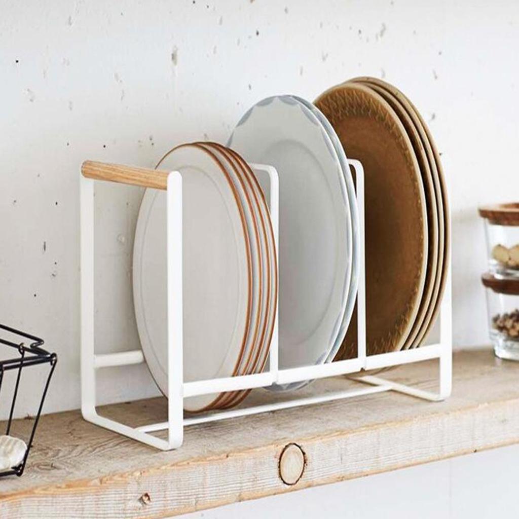 3 Grid Dish Drainer Metal Kitchenware Storage Rack Plates Rack Stand Holder