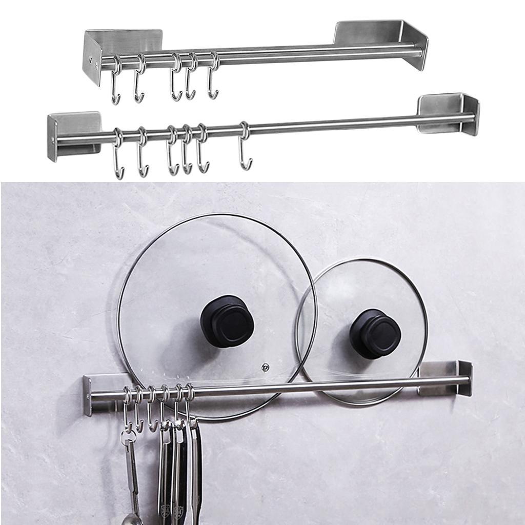 Kitchen Utensil Hanging Rail Rack Organiser Wall Mount Stainless Single Rod