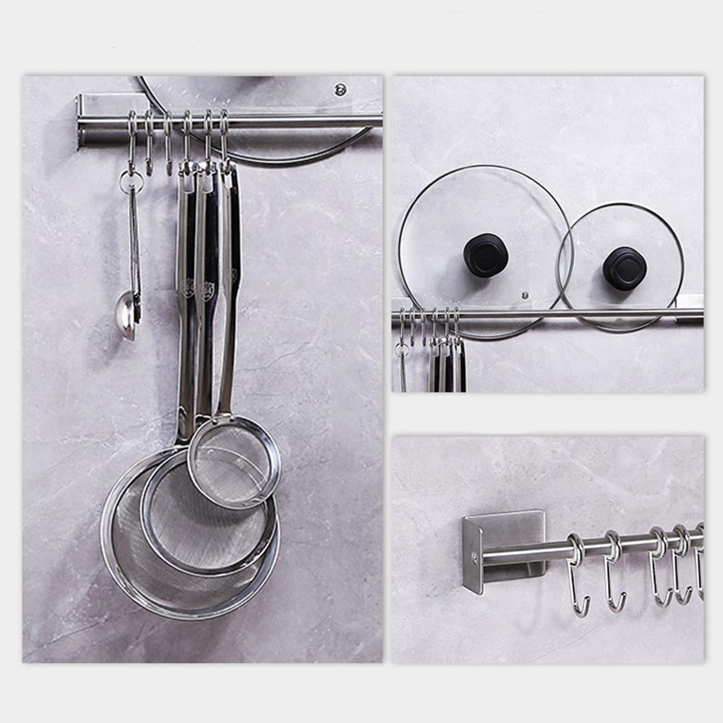 Kitchen Utensil Hanging Rail Rack Organiser Wall Mount Stainless Single Rod
