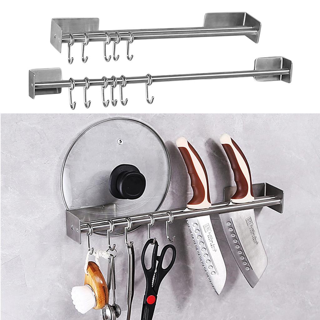 Kitchen Utensil Hanging Rail Rack Organiser Wall Mount Stainless Single Rod