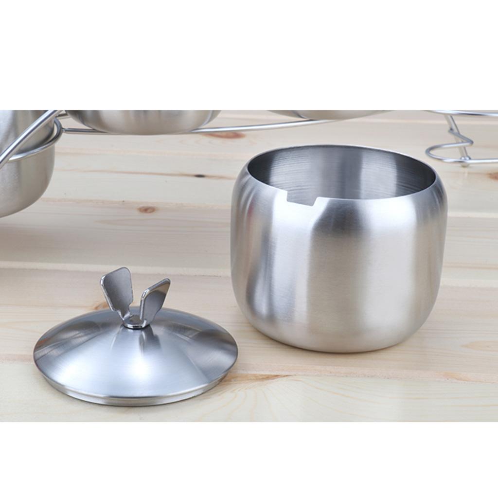 Seasoning Jars with Spoons Stainless Steel Spice Jars Condiment Pot 1pc