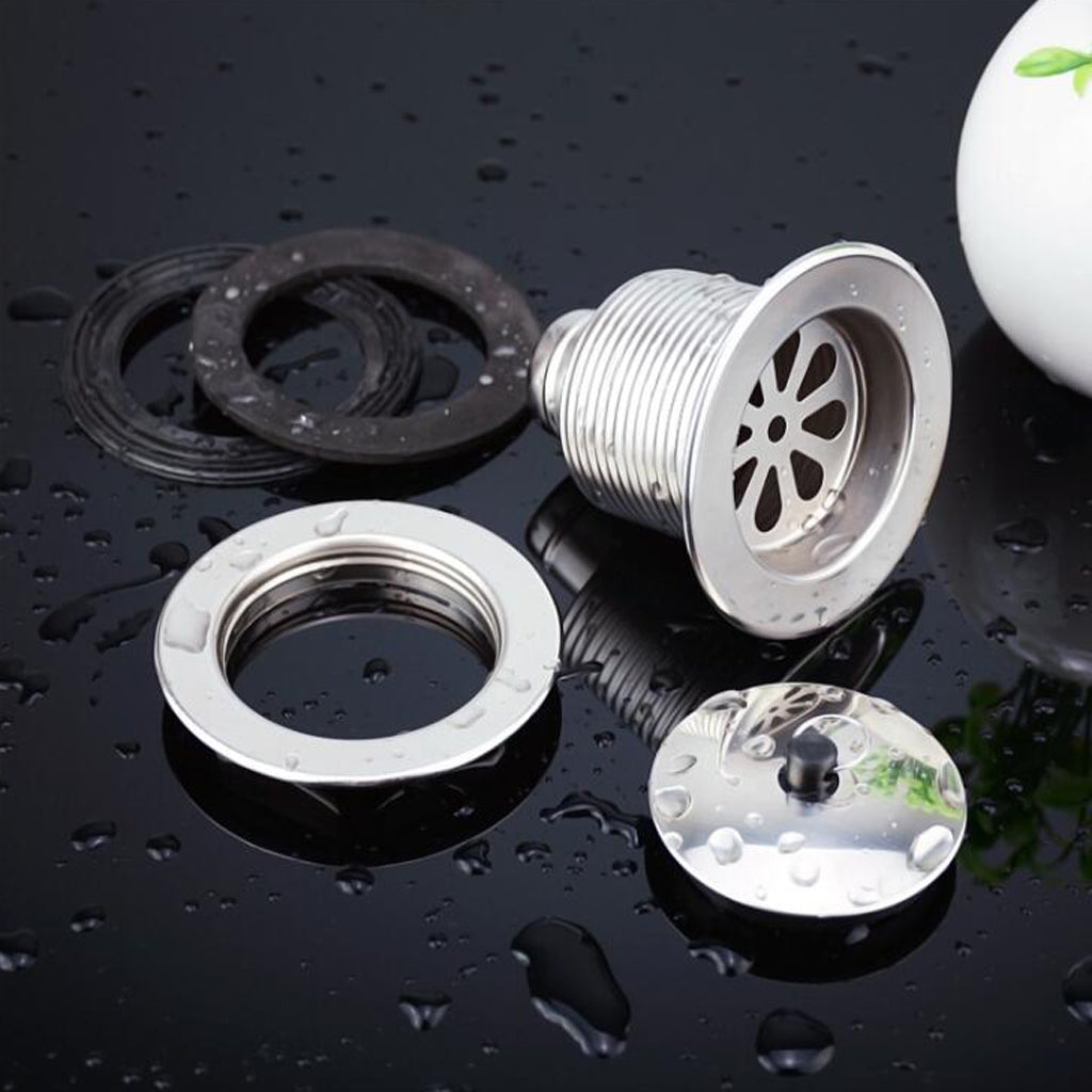 Stainless Steel Bar Sink Basket Strainer Household Drain Strainer Assembly