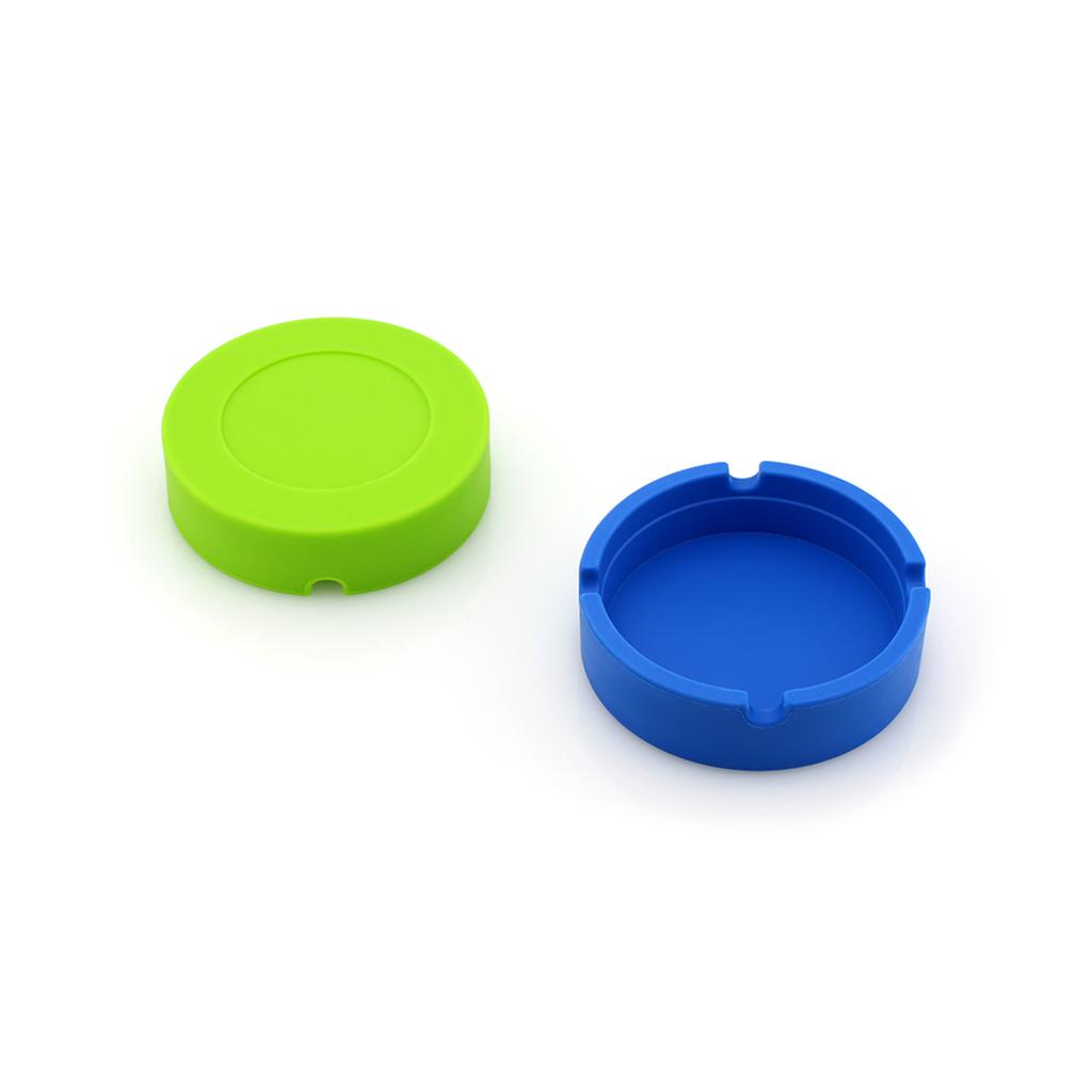 2xRound Silicone Ashtray Smoking Cigar Holder for Tabletop Office Green