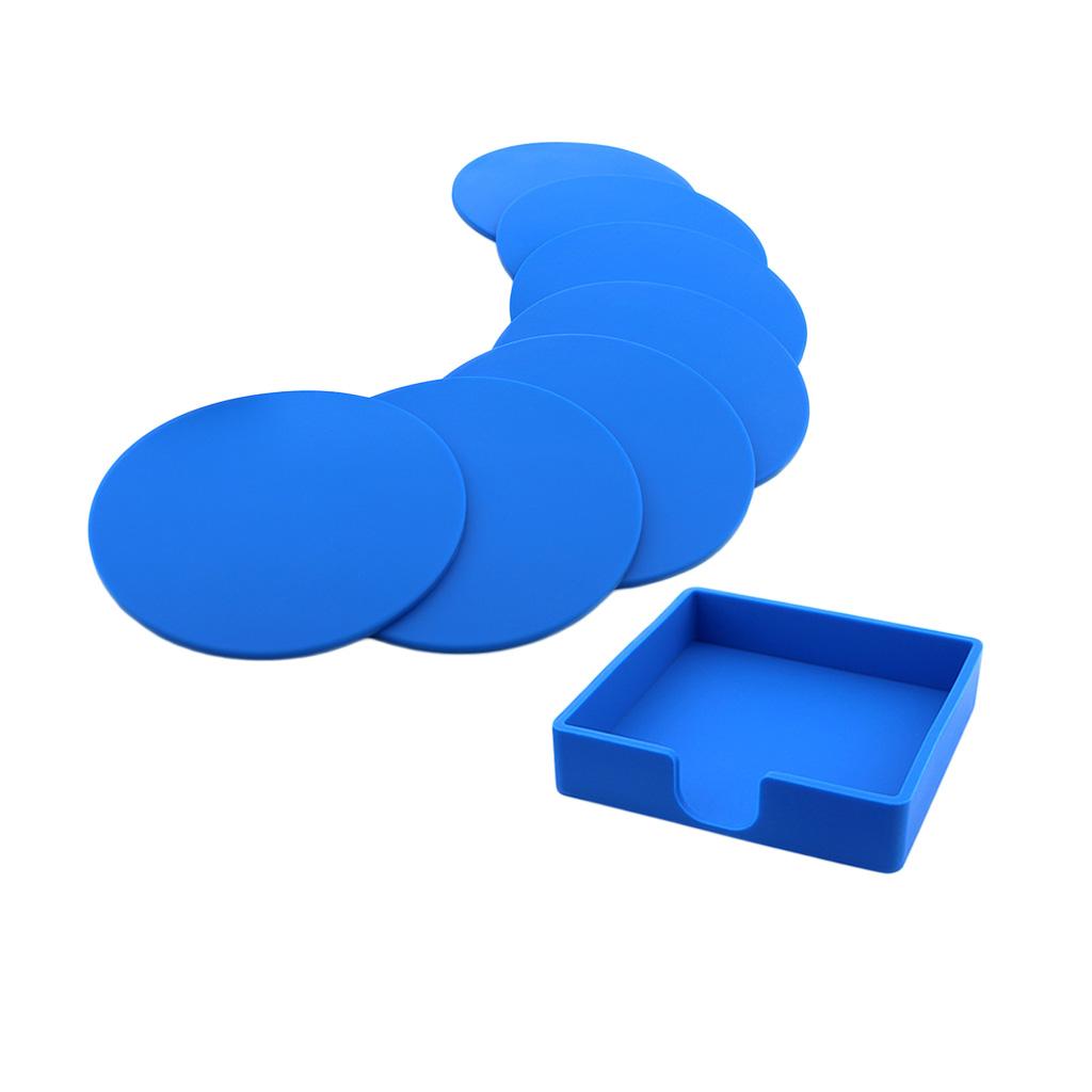 9.8cm Round Silicone Coaster Cup Holder Glass Cushion Tableware Blue