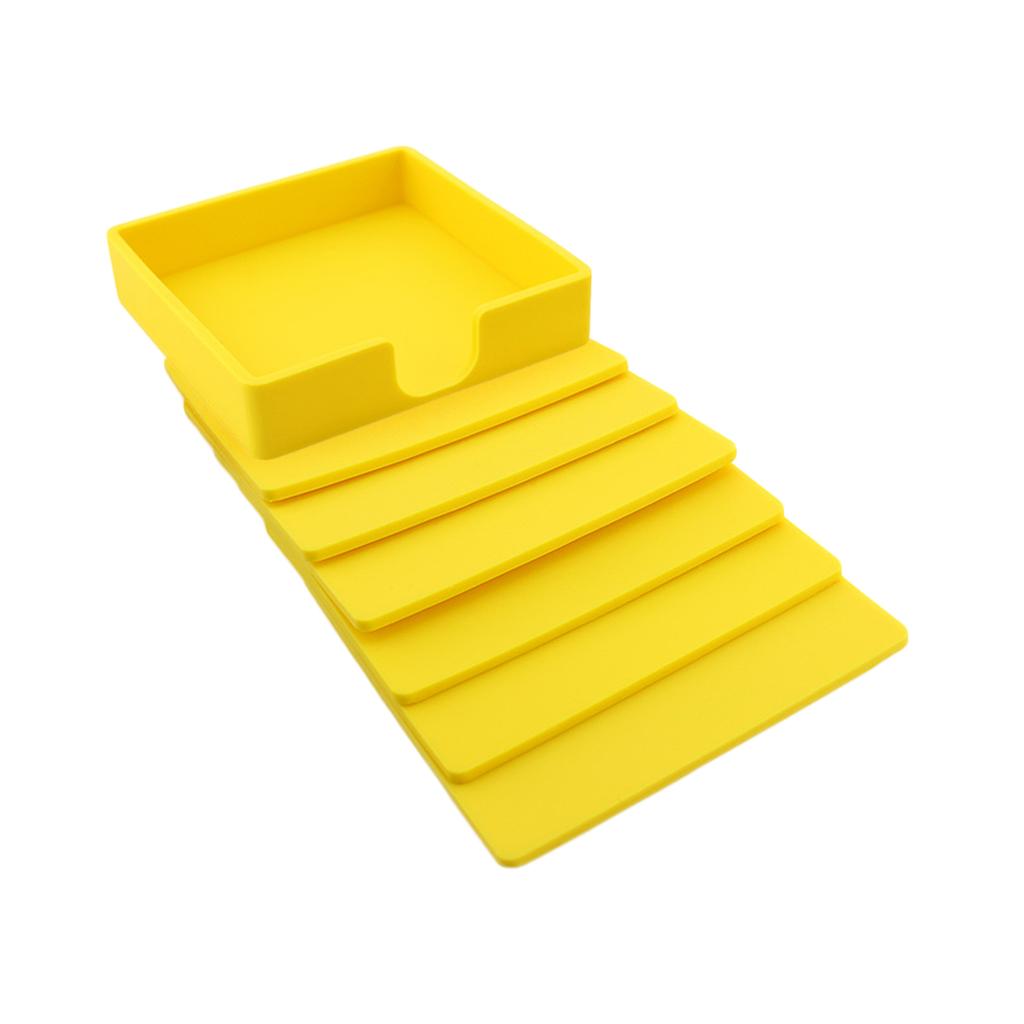 Square Drinks Coaster Silicone Cup Tea Mat Holder Mug Glasses Set Yellow