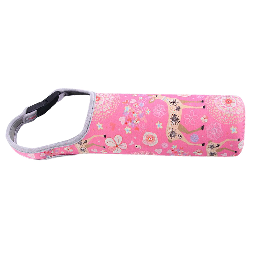 Neoprene Thermal Travel Vacuum Mug Bottle Bag Tote Cover Holder Pink Deer