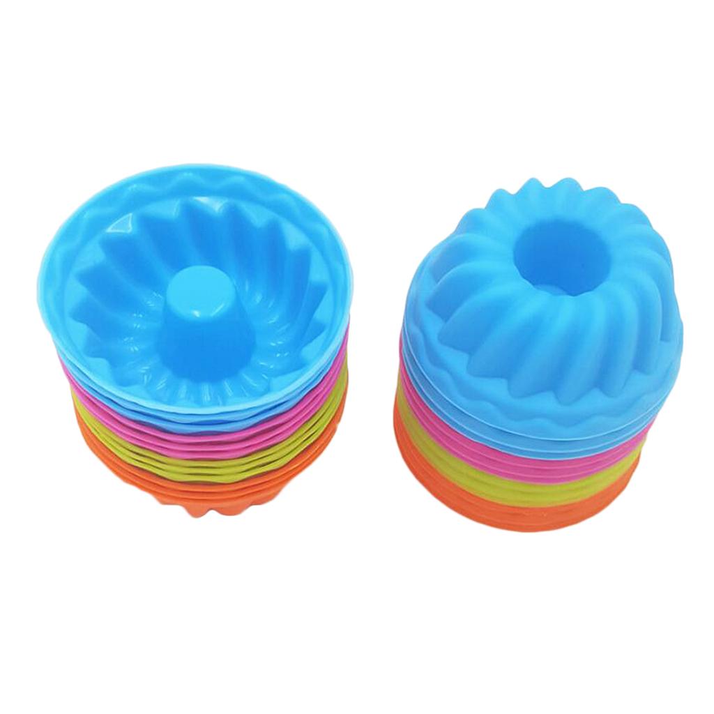 12 Pcs Cake Mold Fondant Cupcake Muffin Mould Baking Tool BPA Free Stackable