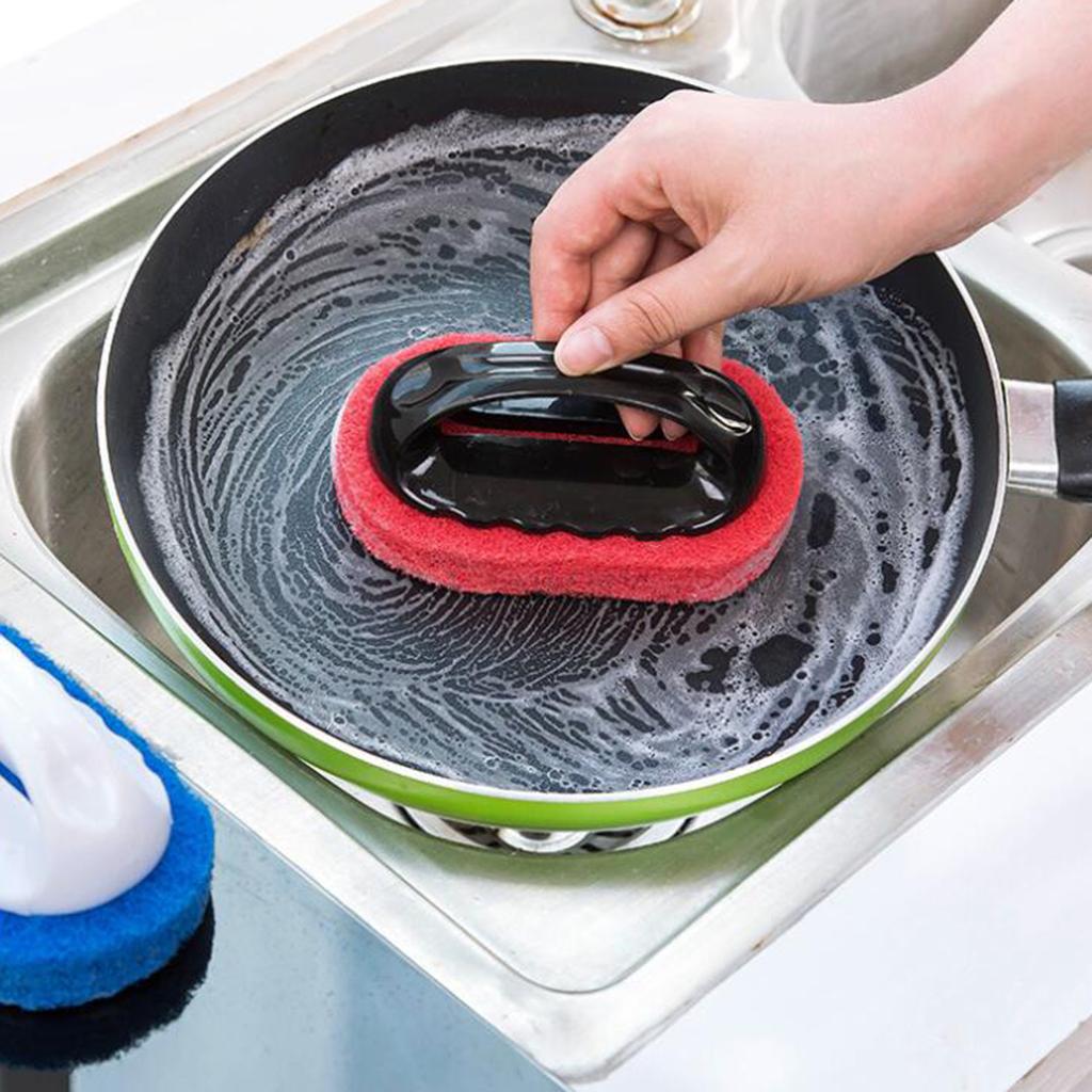 Soft Sponge Brush For Tiles Brush Kitchen Supplies Wash Pot Bathtub Red
