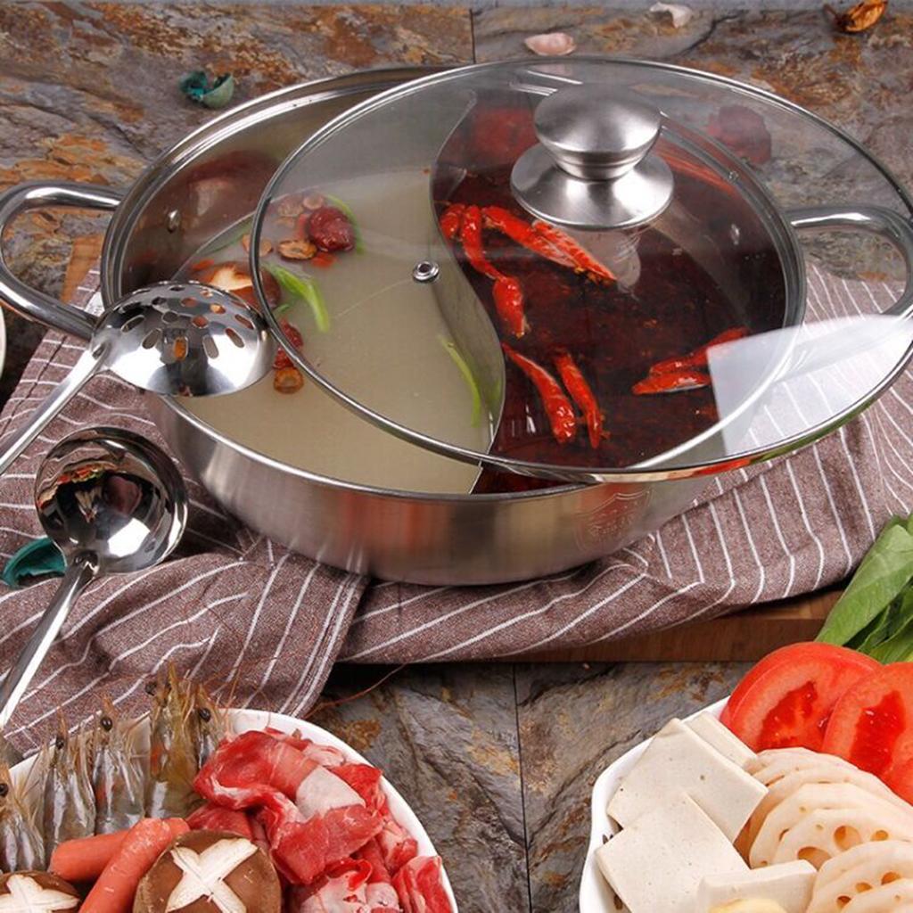 Stainless Steel Hot Pot Twin Divided Cookware Induction Pot B