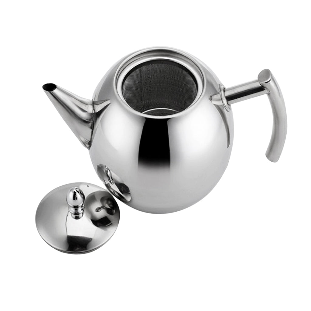 Stainless Steel Teapot Kitchen Tea Kettle Metal Tea Pot with Infuser 1L
