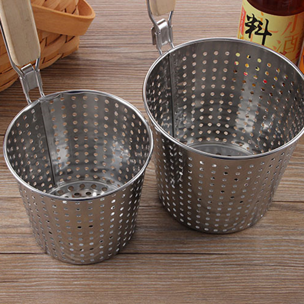 Kitchen Noodle Strainer with Hook, Stainless Steel, Deep Fry Basket 14cm